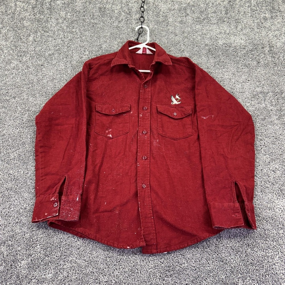 Vtg Frostproof Shirt Mens Large Red Flannel Long Sleeve Button Ducks Hunting